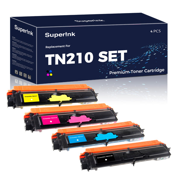 V4INK 4-Pack TN210 Compatible Toner Cartridges - Full Color Set For Brother HL/MFC Series Printers