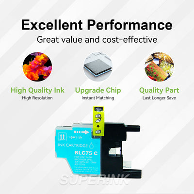 Compatible Brother LC75 Cyan Ink Cartridge by Superink