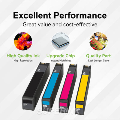Compatible HP 972A / HP 972 Combo Ink Cartridge BK/C/M/Y By Superink