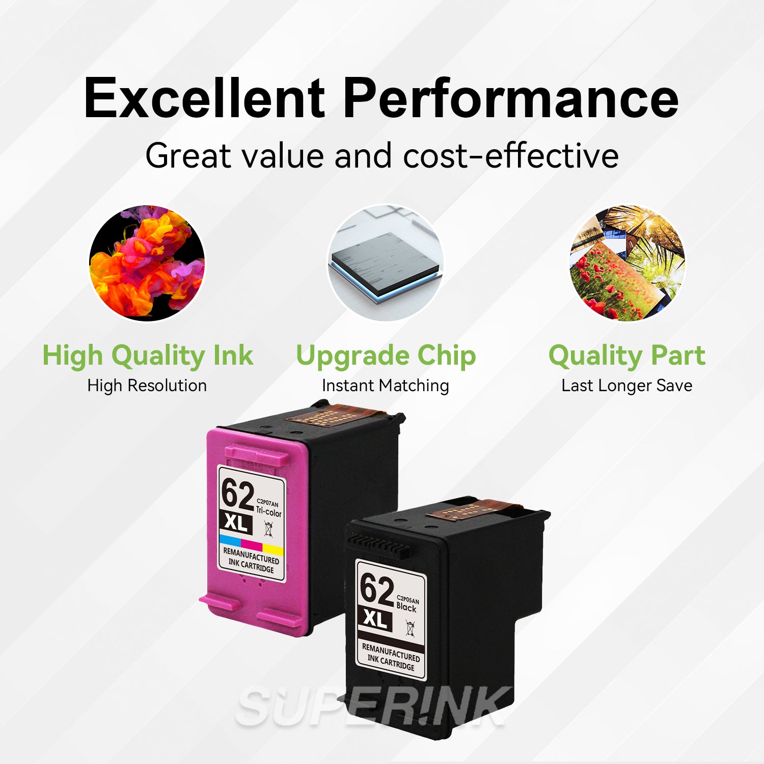 Compatible HP 62XL Combo Inkjet Cartridge High Yield By Superink