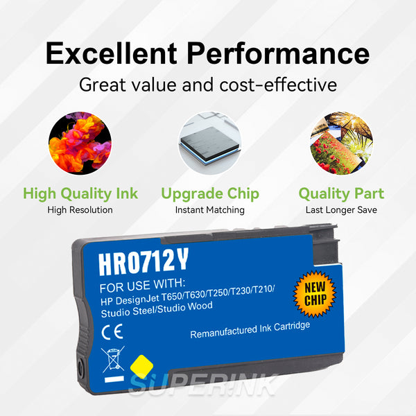 Compatible HP 712 (3ED69A) 29ml Yellow Ink Cartridge - Superink.ca