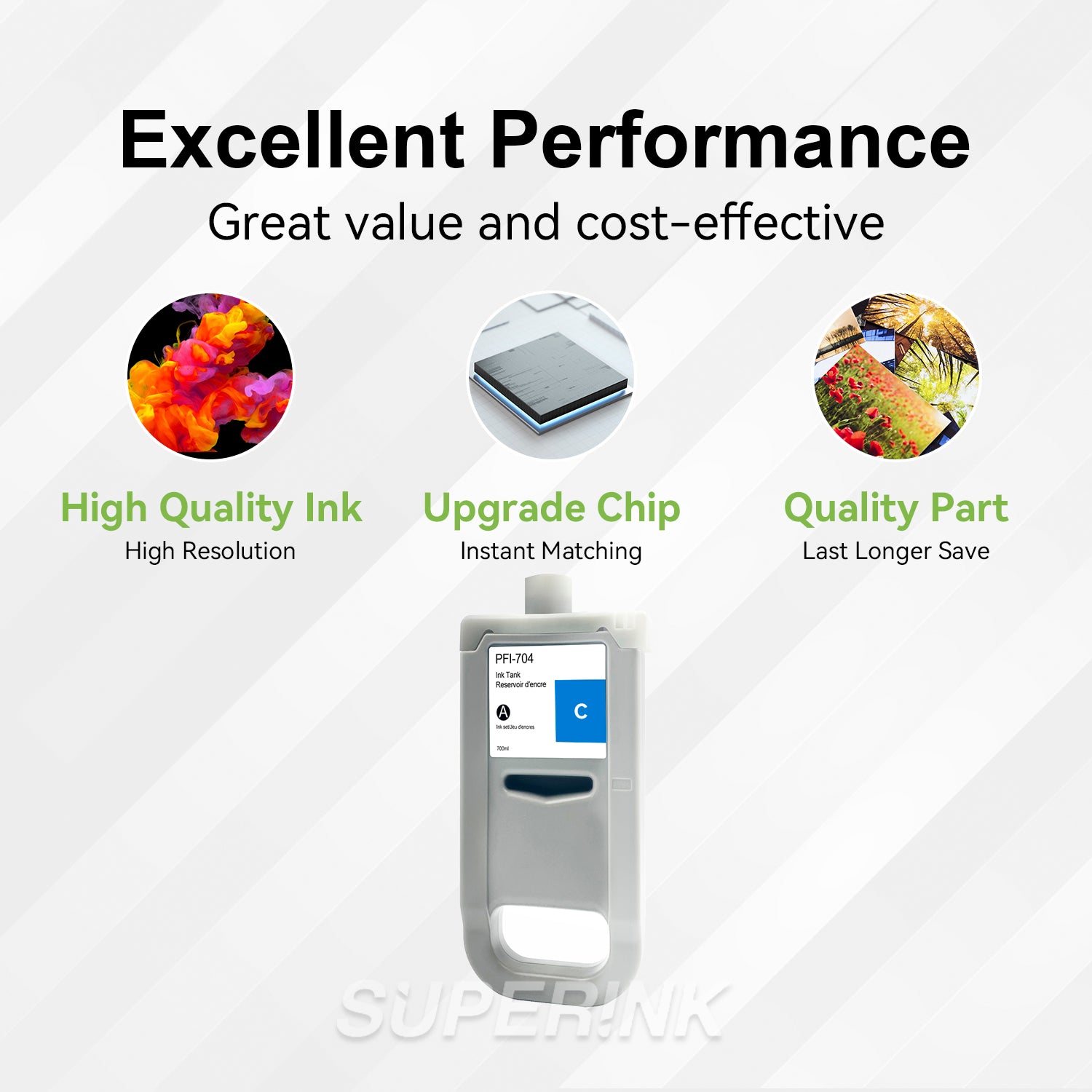 Compatible Canon PFI-704C 700ml Cyan Ink By Superink