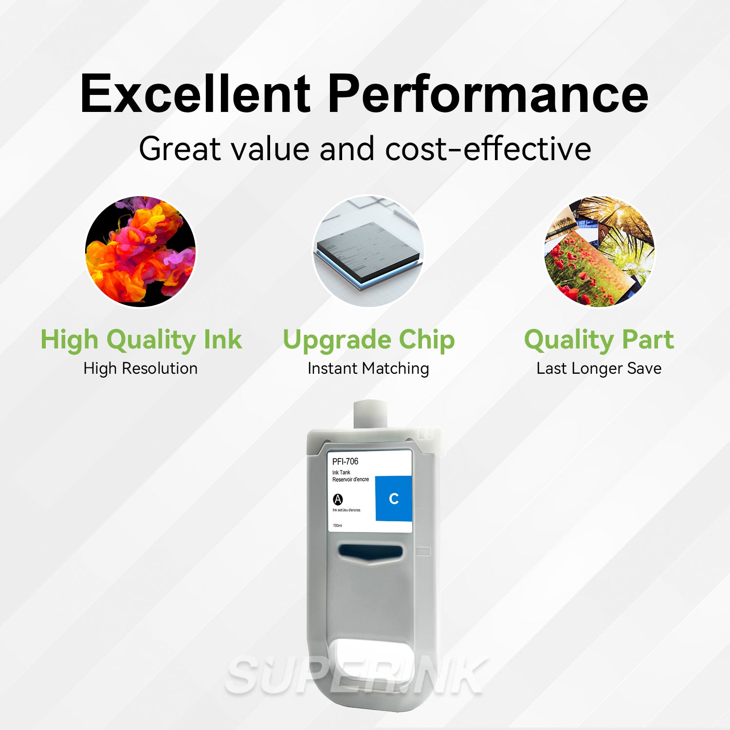 Compatible Canon PFI-706C 700ml Cyan Ink By Superink