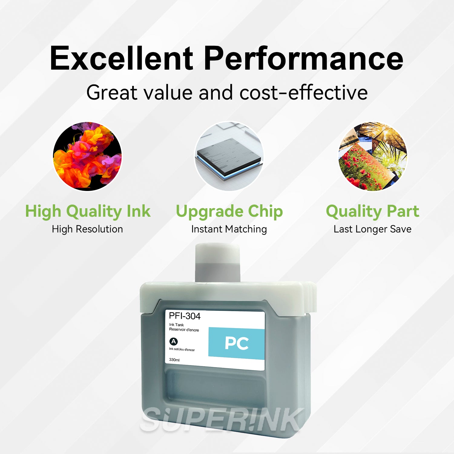 Compatible Canon PFI-304PC 330ml Photo Cyan Ink