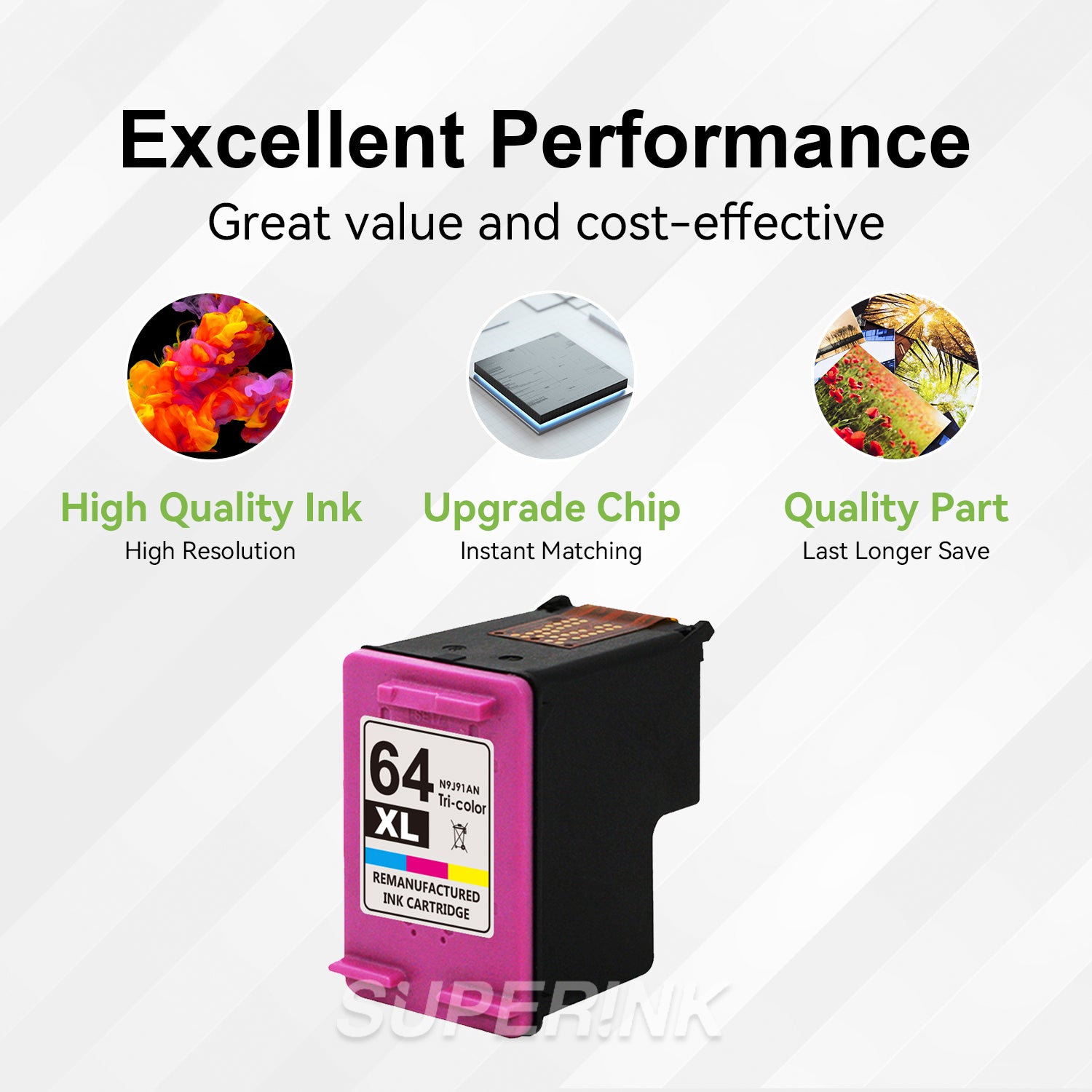 Compatible HP 64XL (HP N9J91AN) Ink Cartridge Tri-color By Superink