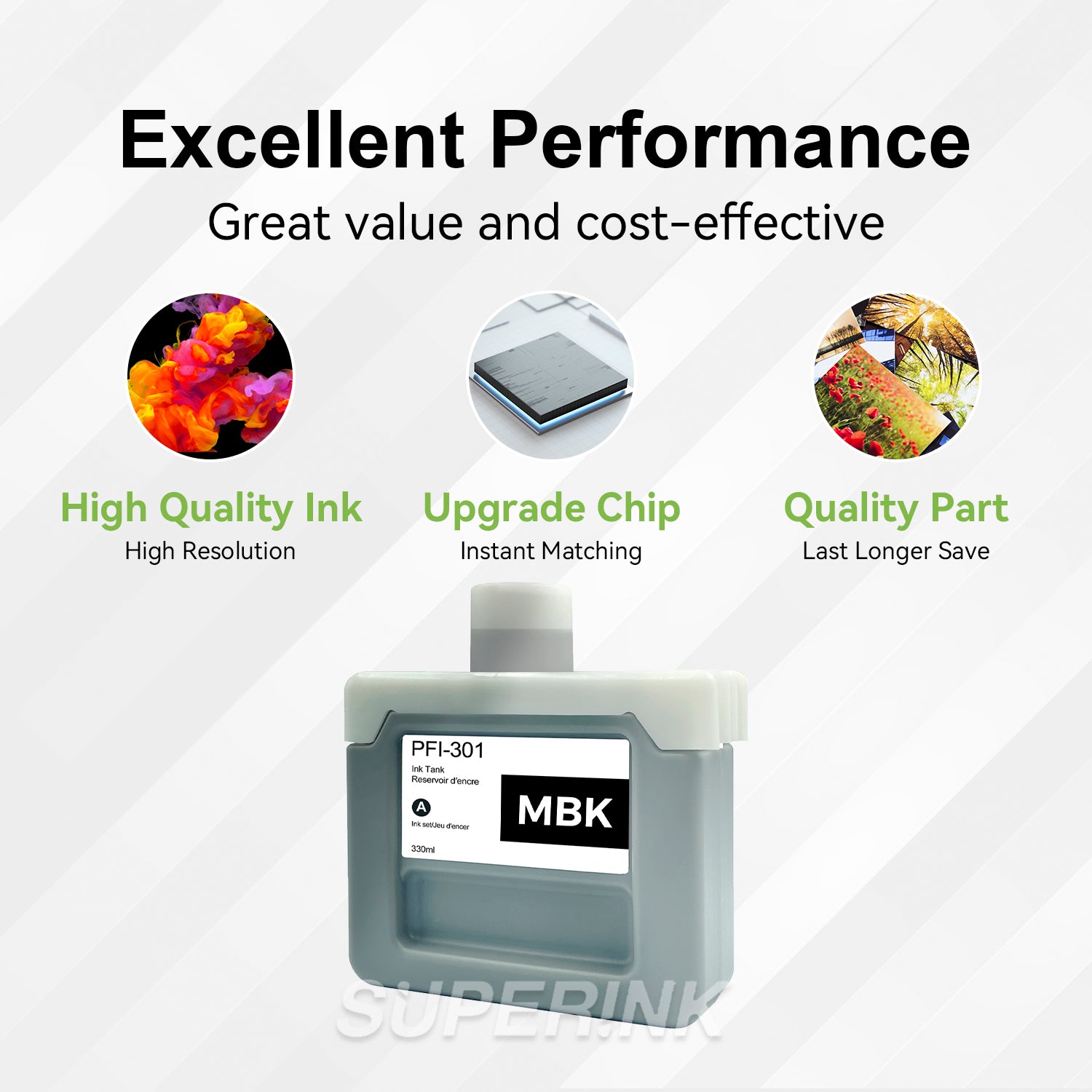 Compatible Canon PFI-301MBK 330ml Matte Black Ink By Superink