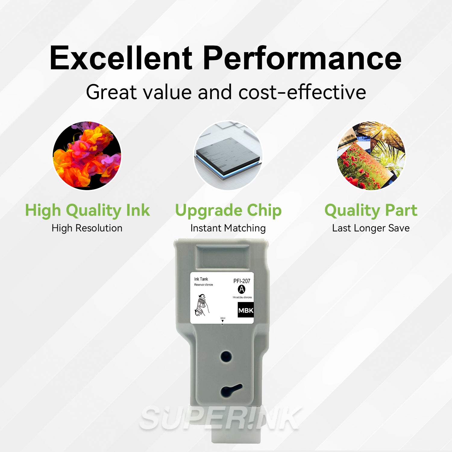 Compatible Canon PFI-207MBK 300ml Matte Black Ink By Superink