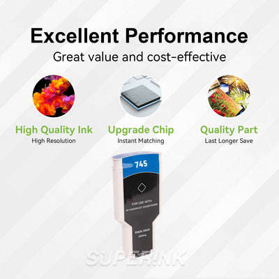 Compatible HP 745 300ml Matte Black Ink Cartridge By Superink