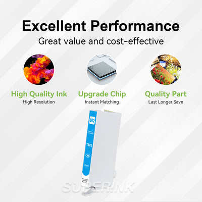 Compatible Epson T802XL220 Cyan Ink Cartridge By Superink