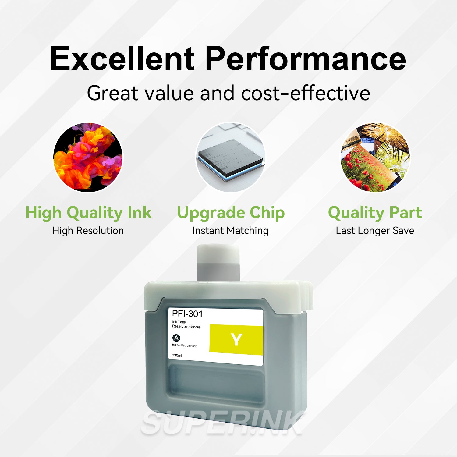Compatible Canon PFI-301Y 330ml Yellow Ink