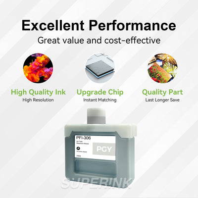 Compatible Canon PFI-306PGY 330ml Photo Grey Ink By Superink