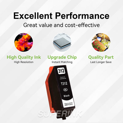 Compatible Epson T312XL120 Black Inkjet Cartridge By Superink