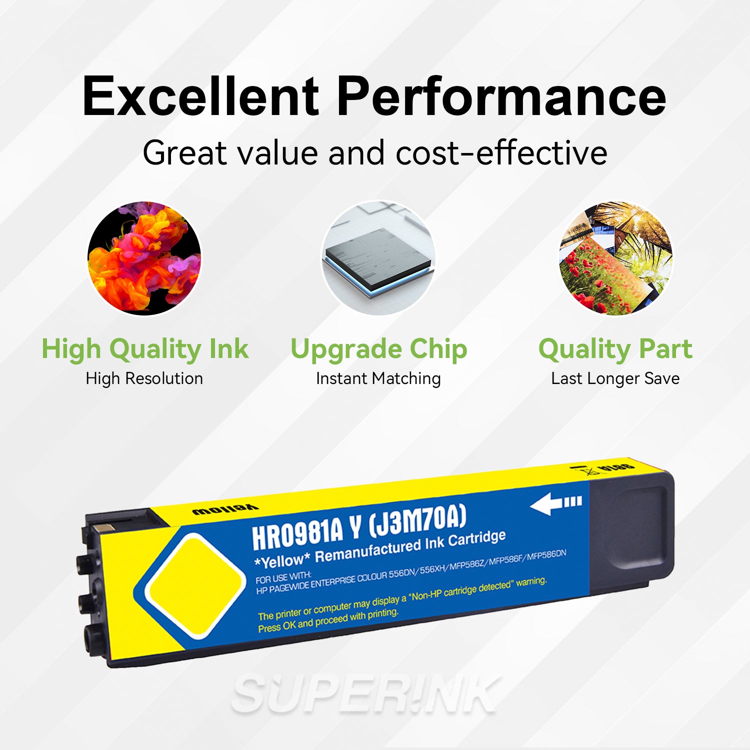 Cartouche d'encre jaune HP 981A J3M70A compatible (PageWide) par Superink