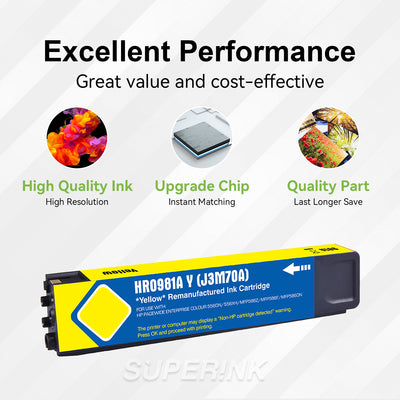 Cartouche d'encre jaune HP 981A J3M70A compatible (PageWide) par Superink