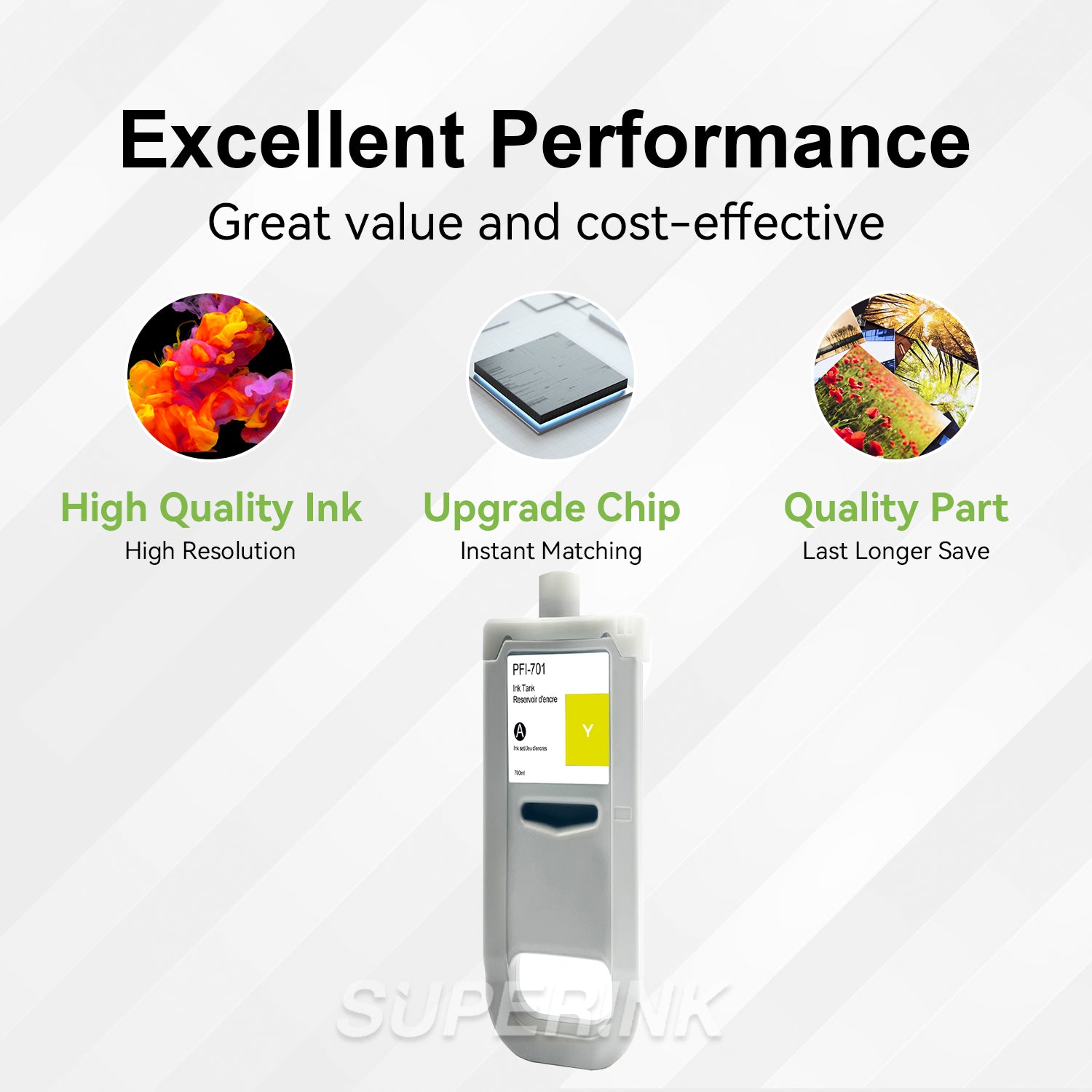 Compatible Canon PFI-701Y 700ml Yellow Ink By Superink