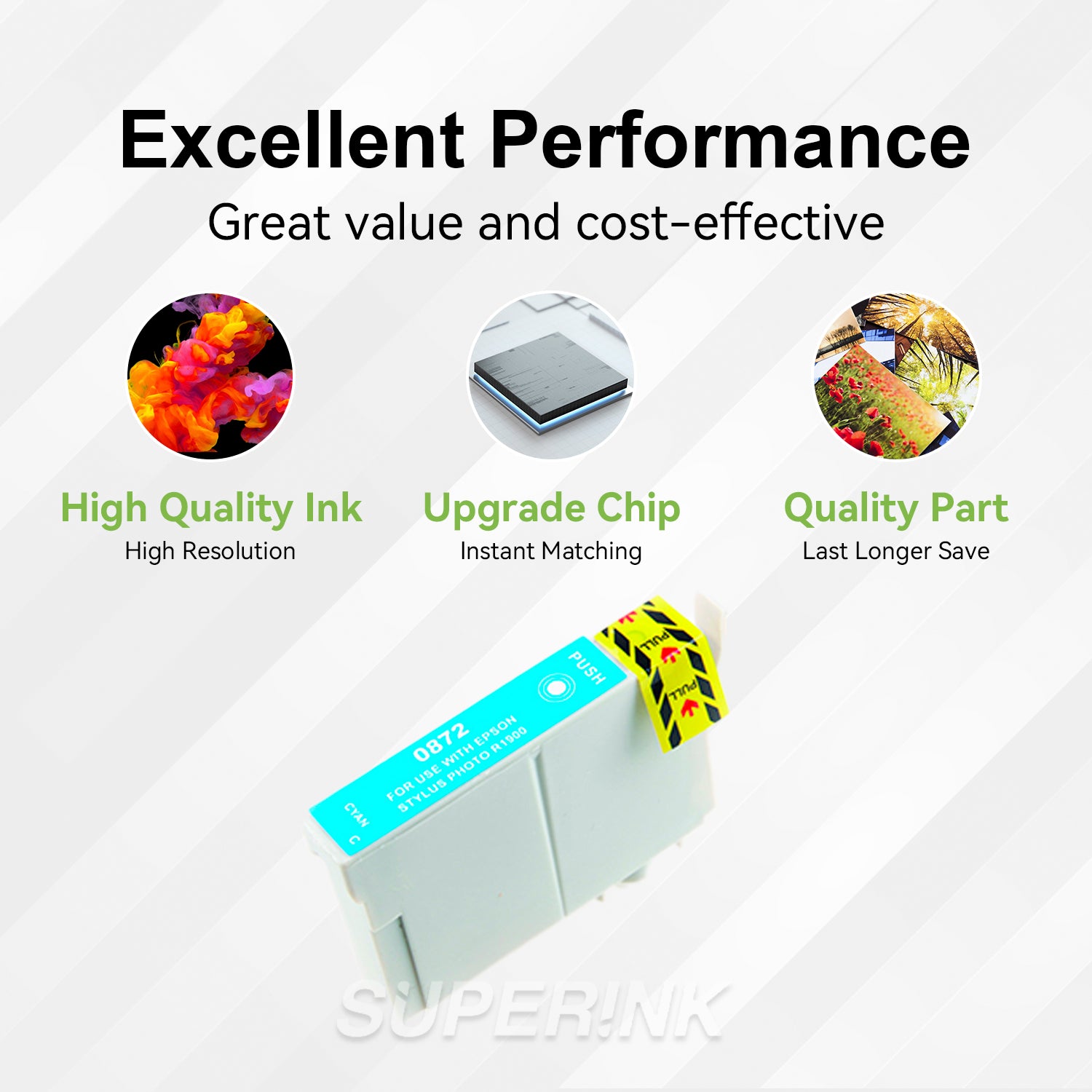 Compatible Epson T087220 Cyan Inkjet Cartridge By Superink