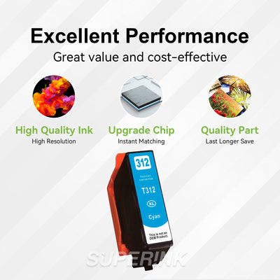 Compatible Epson T312XL220 Cyan Inkjet Cartridge By Superink