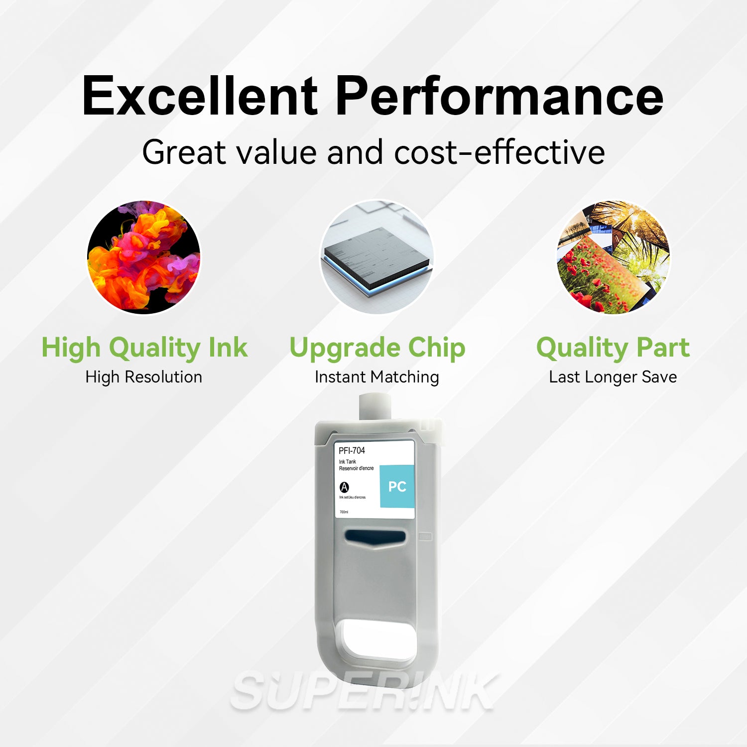 Compatible Canon PFI-704PC 700ml Photo Cyan Ink By Superink