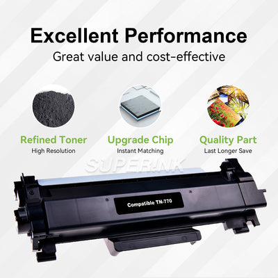 Compatible Brother TN-770 Black Toner Cartridge With Chip by Superink