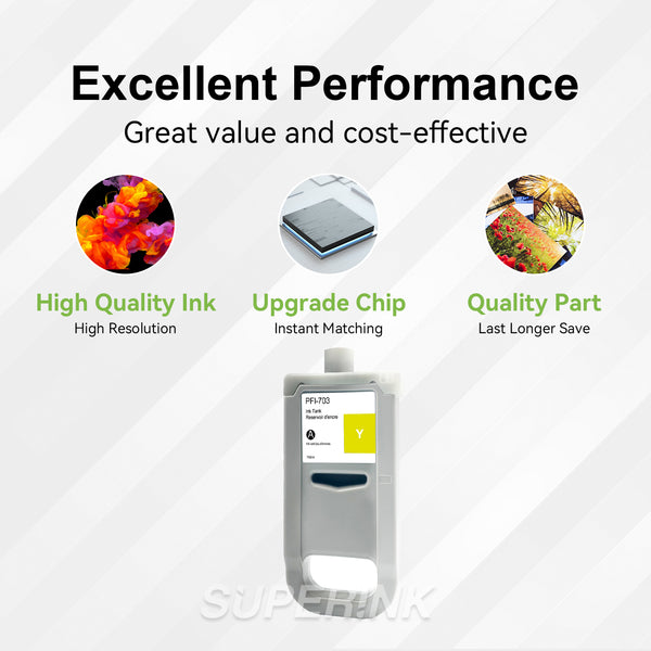 Compatible Canon PFI-703Y 700ml Yellow Ink - Superink.ca