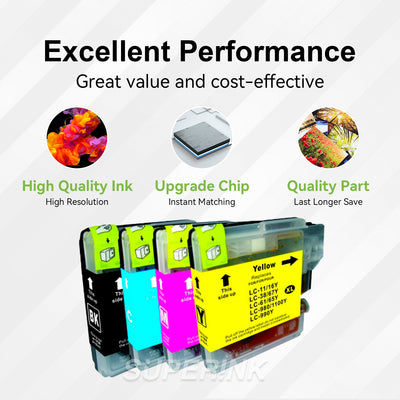 Compatible Brother LC61 Ink Cartridge Set BK/C/M/Y by Superink