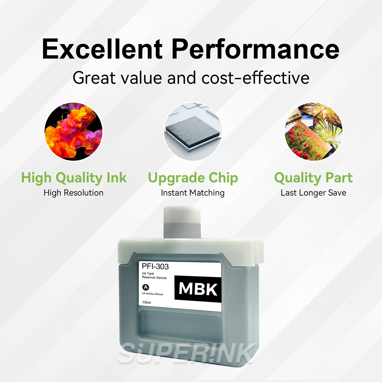 Compatible Canon PFI-303MBK 330ml Matte Black Ink By Superink