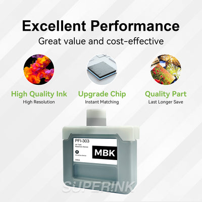 Compatible Canon PFI-303MBK 330ml Matte Black Ink By Superink
