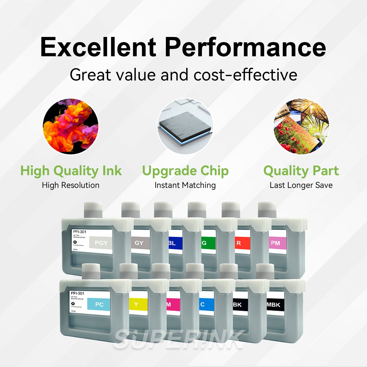 Compatible Canon PFI-301 330ml 12pcs Combo Ink Cartridge