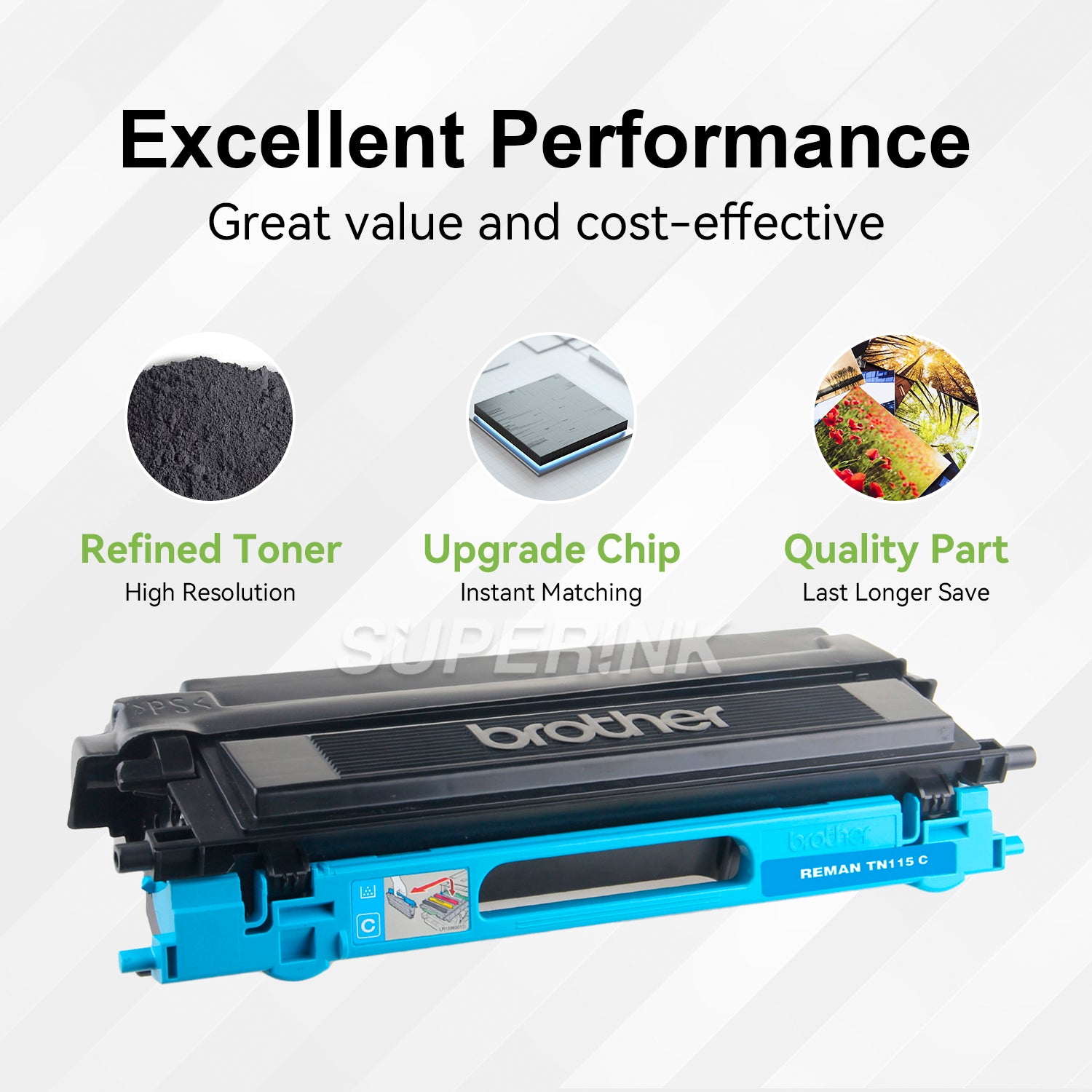 Remanufactured Brother TN115 Cyan Toner Cartridge By Superink