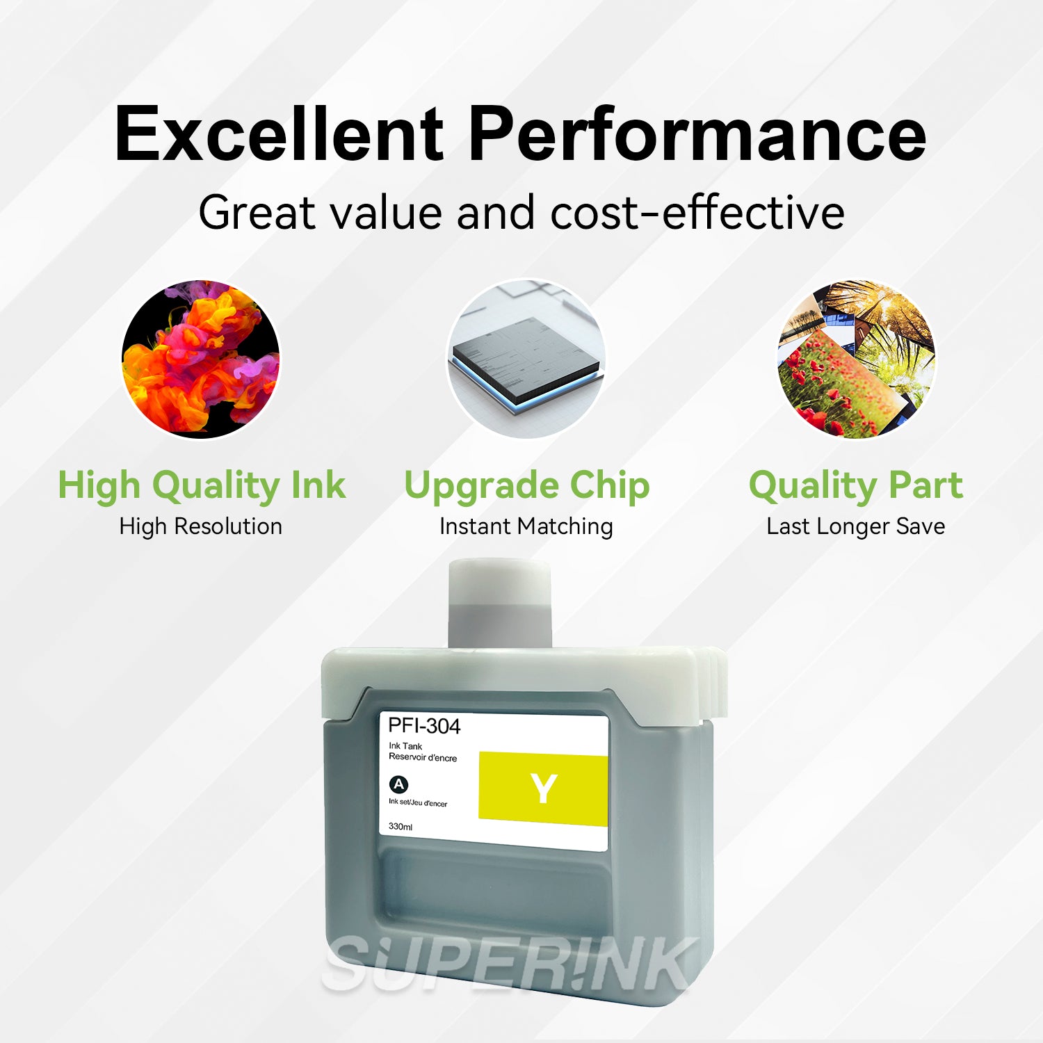 Compatible Canon PFI-304Y 330ml Yellow Ink