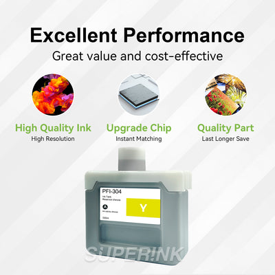 Compatible Canon PFI-304Y 330ml Yellow Ink By Superink