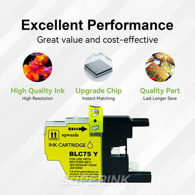 Compatible Brother LC75 Yellow Ink Cartridge by Superink