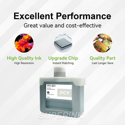 Compatible Canon PFI-301PGY 330ml Photo Grey Ink By Superink