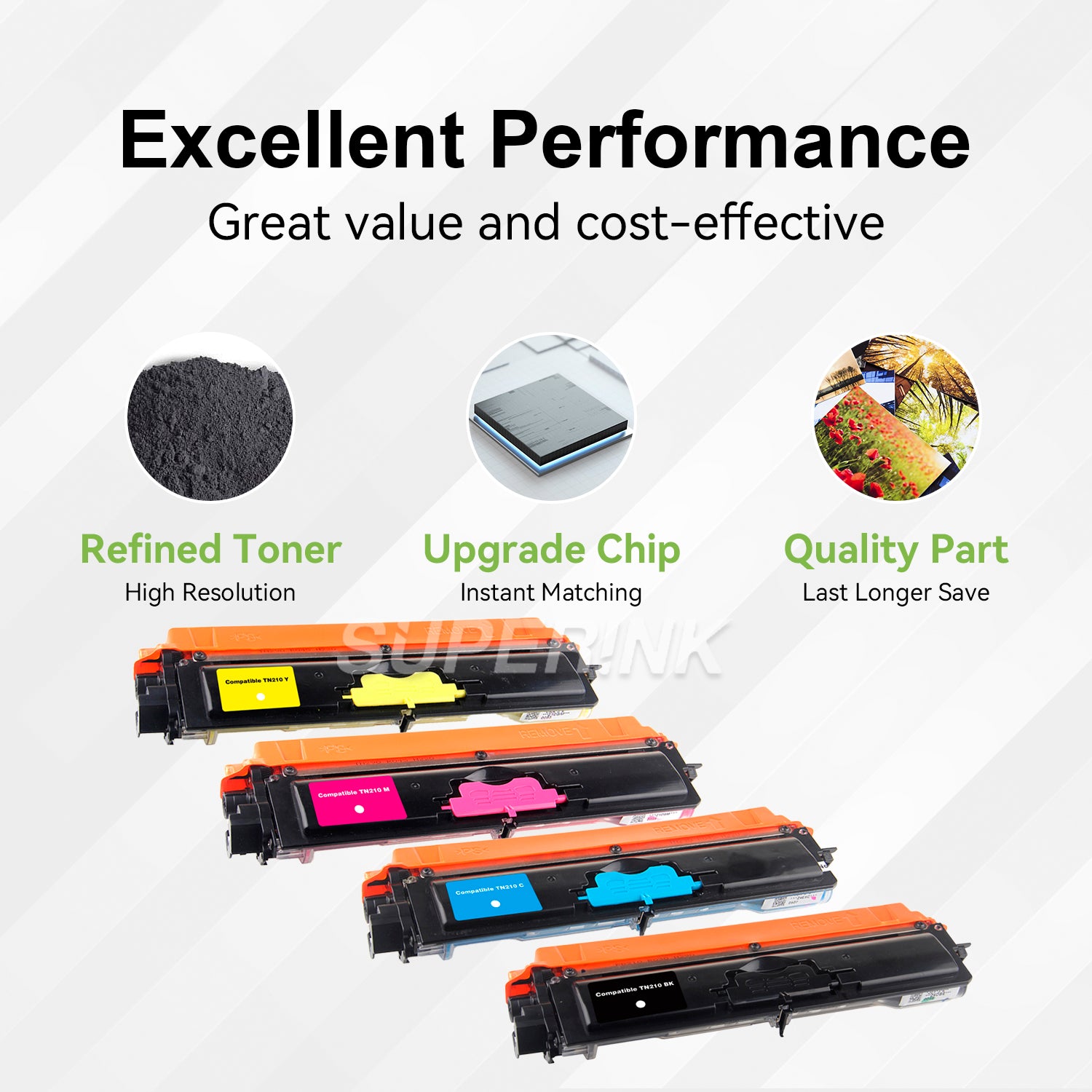 Compatible Brother TN210 Toner Cartridge Set BK/C/M/Y By Superink