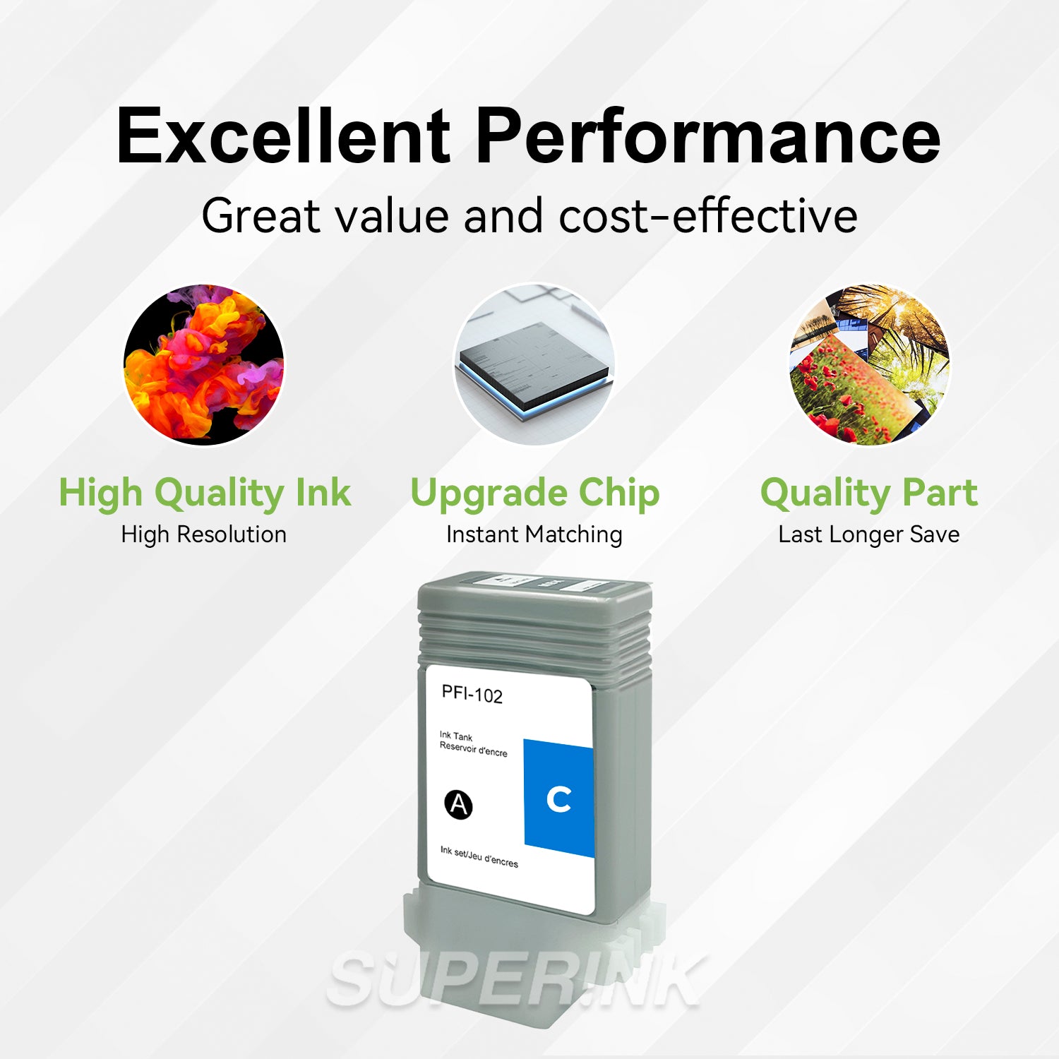 Compatible Canon PFI-102C Cyan Ink Cartridge By Superink