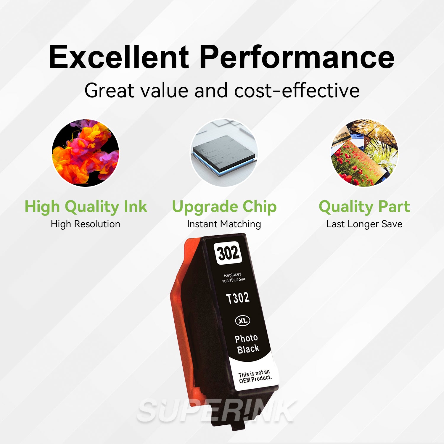 Compatible Epson T302XL120 Photo Black Inkjet Cartridge By Superink