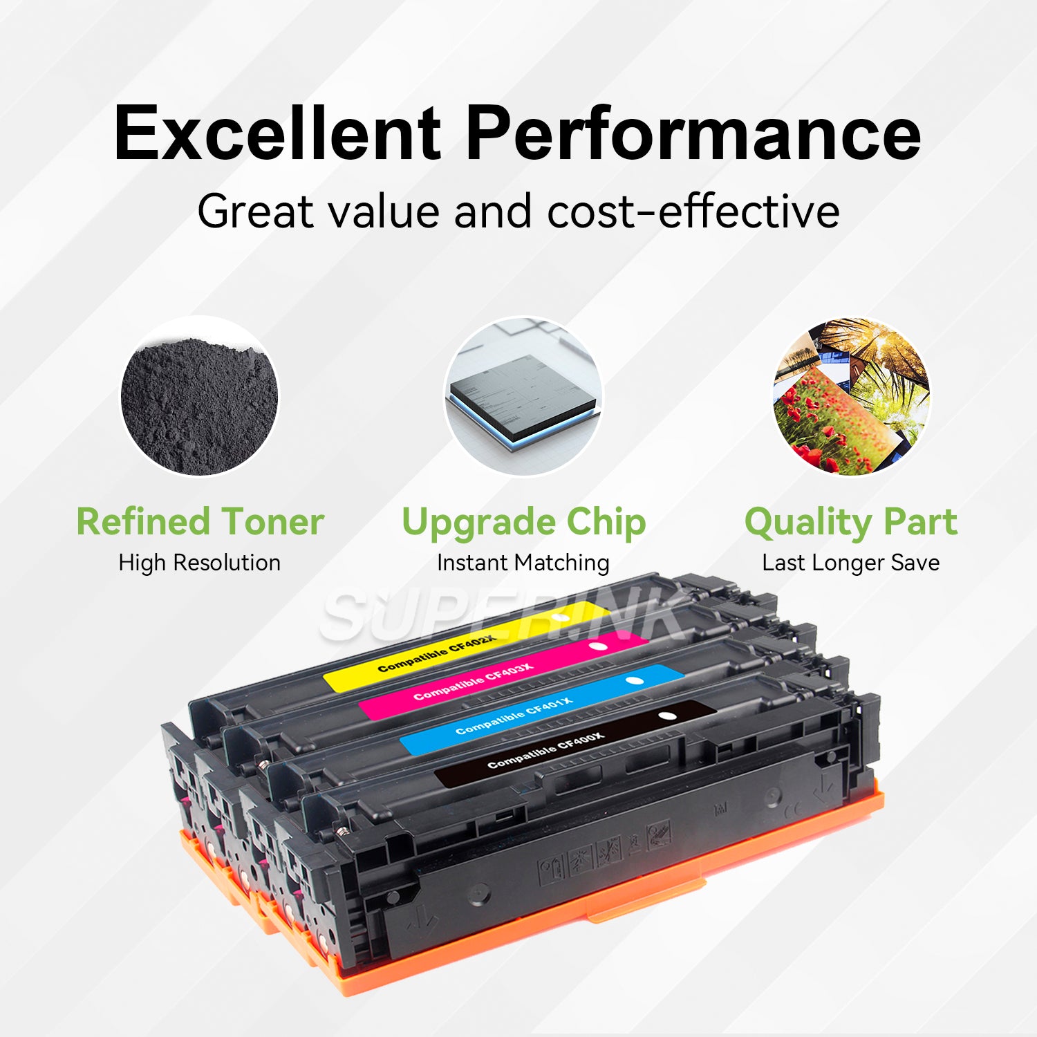 Compatible avec les cartouches HP CF400X CF401X CF402X CF403X de Superink