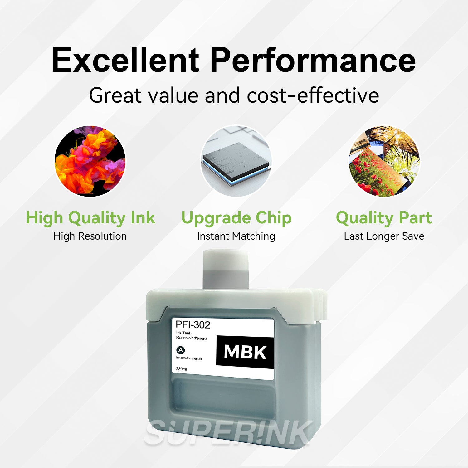 Compatible Canon PFI-302MBK 330ml Matte Black Ink By Superink