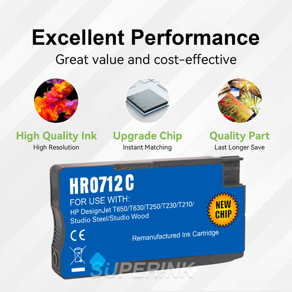 Compatible HP 712 (3ED67A) 29ml Cyan Ink Cartridge - Superink.ca