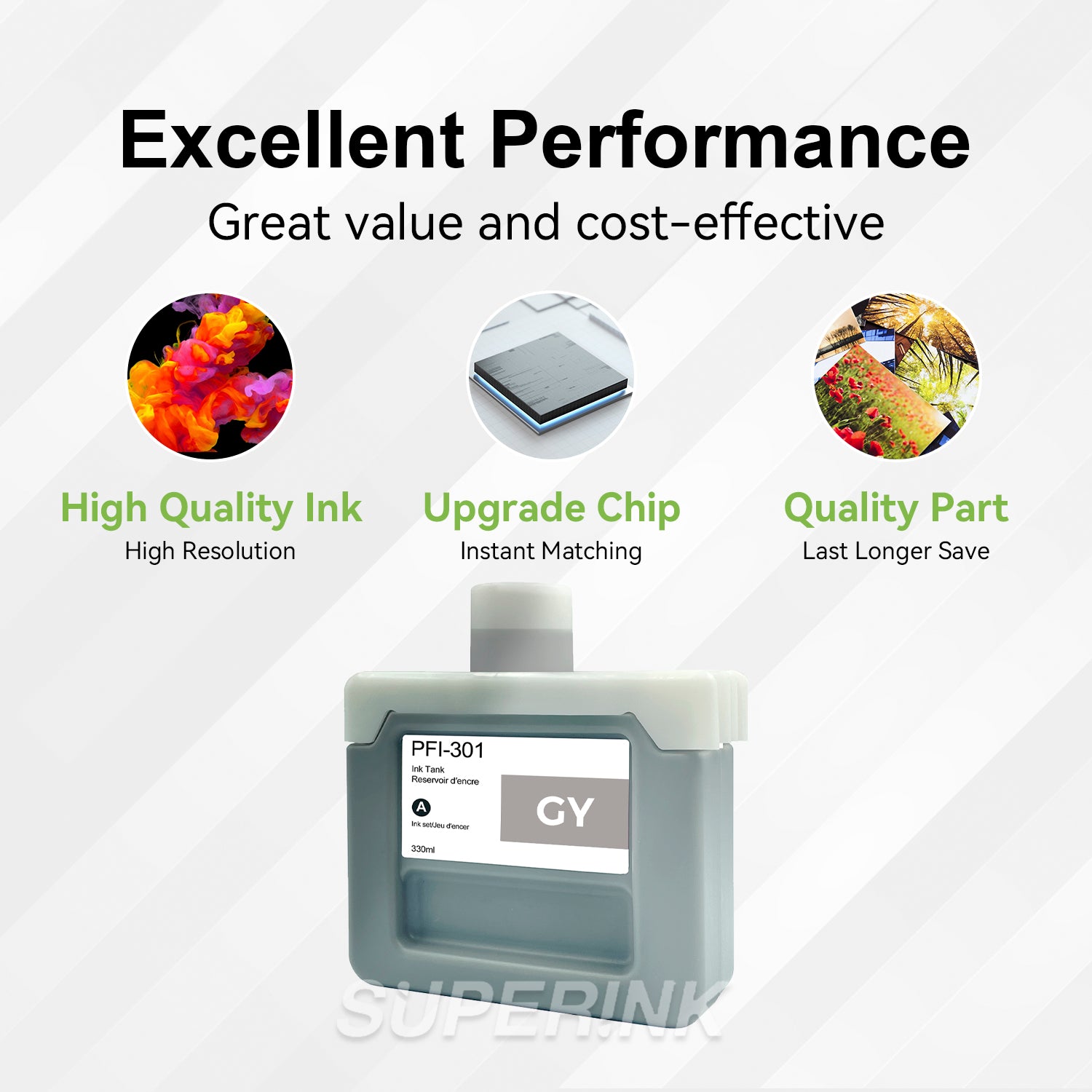 Compatible Canon PFI-301GY 330ml Grey Ink By Superink