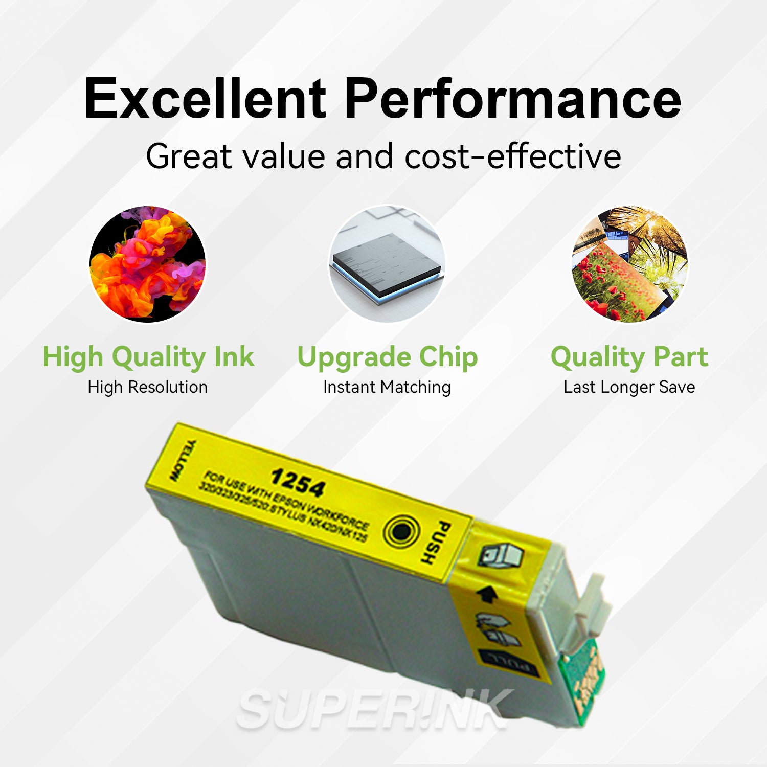 Cartouche jet d'encre jaune Epson T125420 compatible par Superink