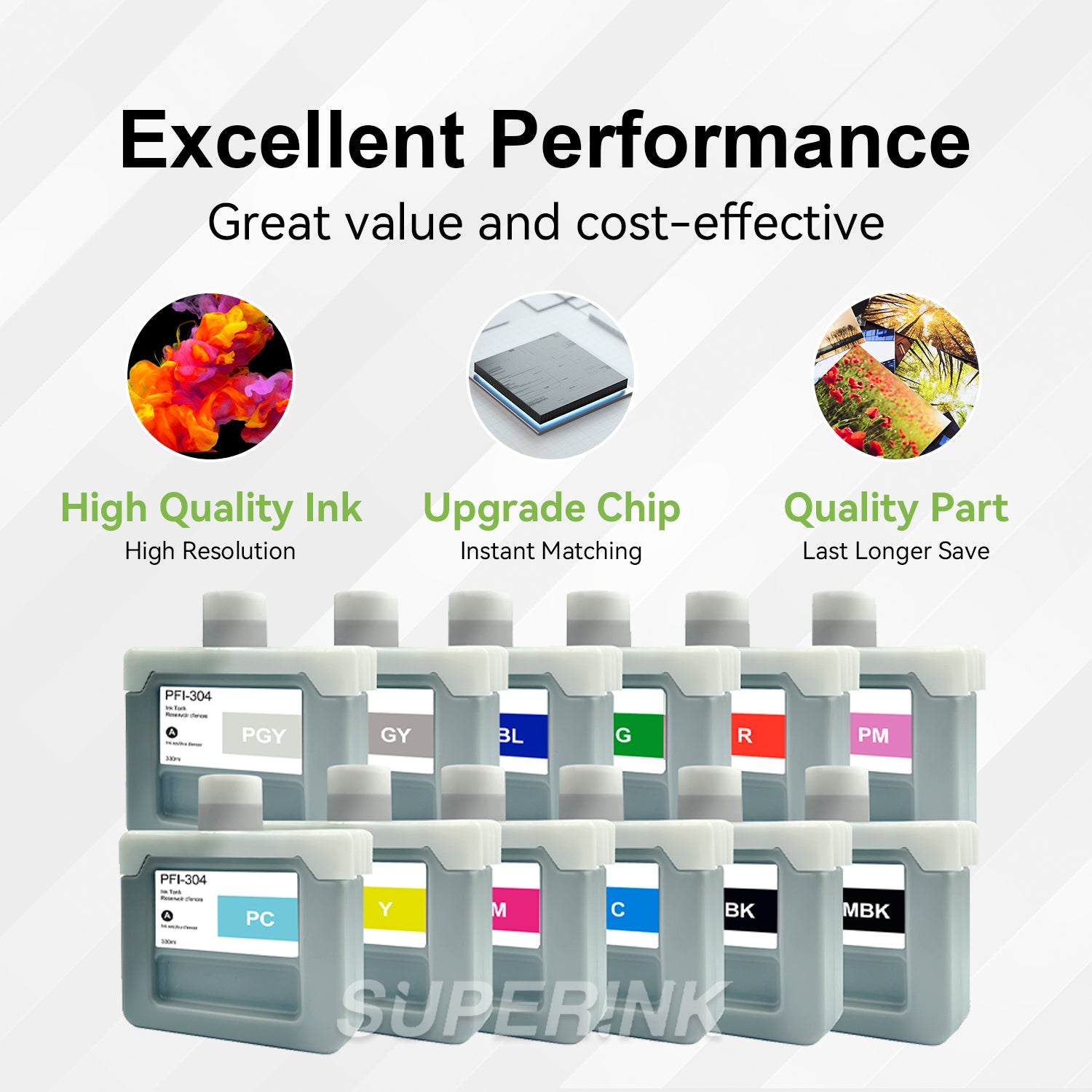 Compatible Canon PFI-304 330ml 12pcs Combo Ink Cartridge