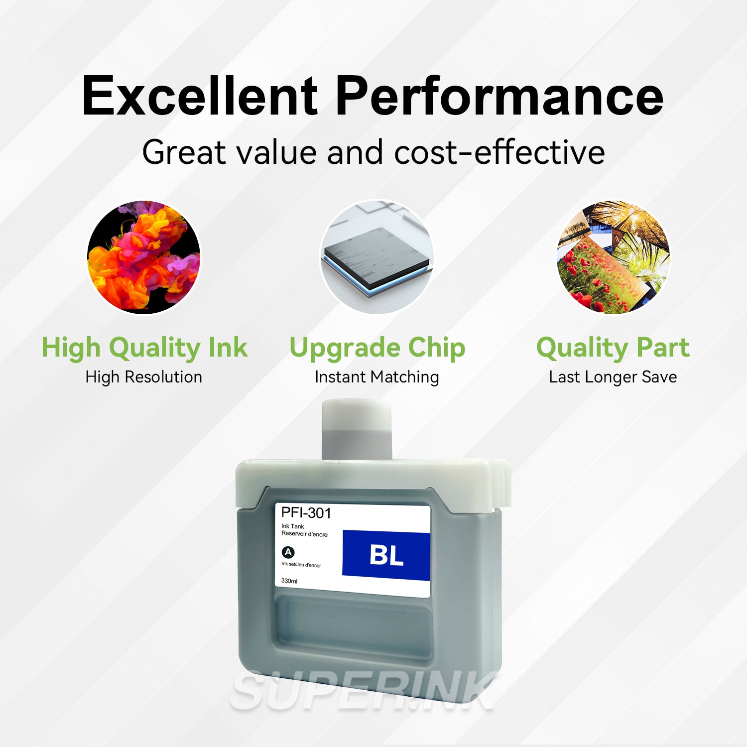 Compatible Canon PFI-301B 330ml Blue Ink
