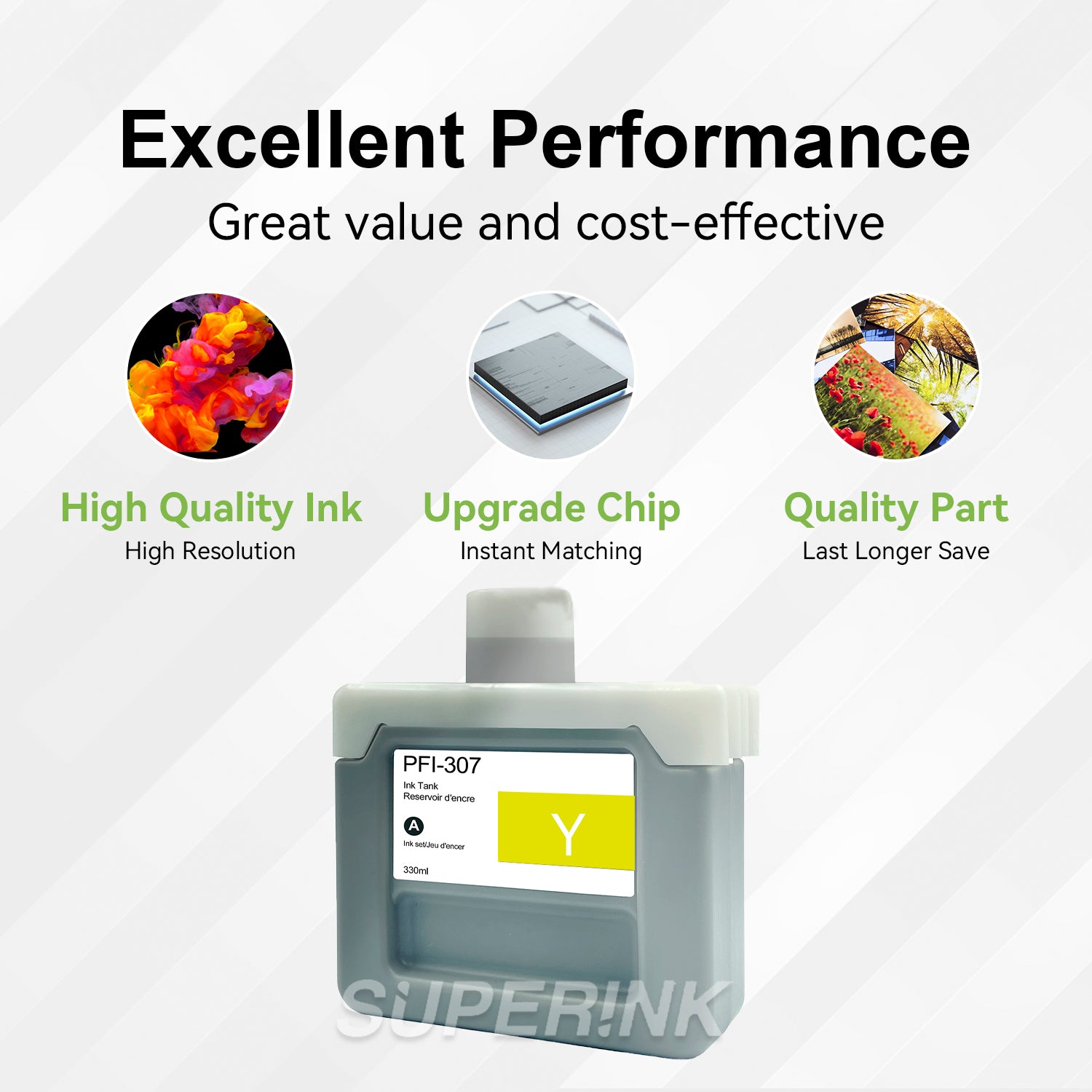 Stinky Ink Compatible Ink Compatible Canon PFI-307Y 330ml Yellow Ink - Superink.ca
