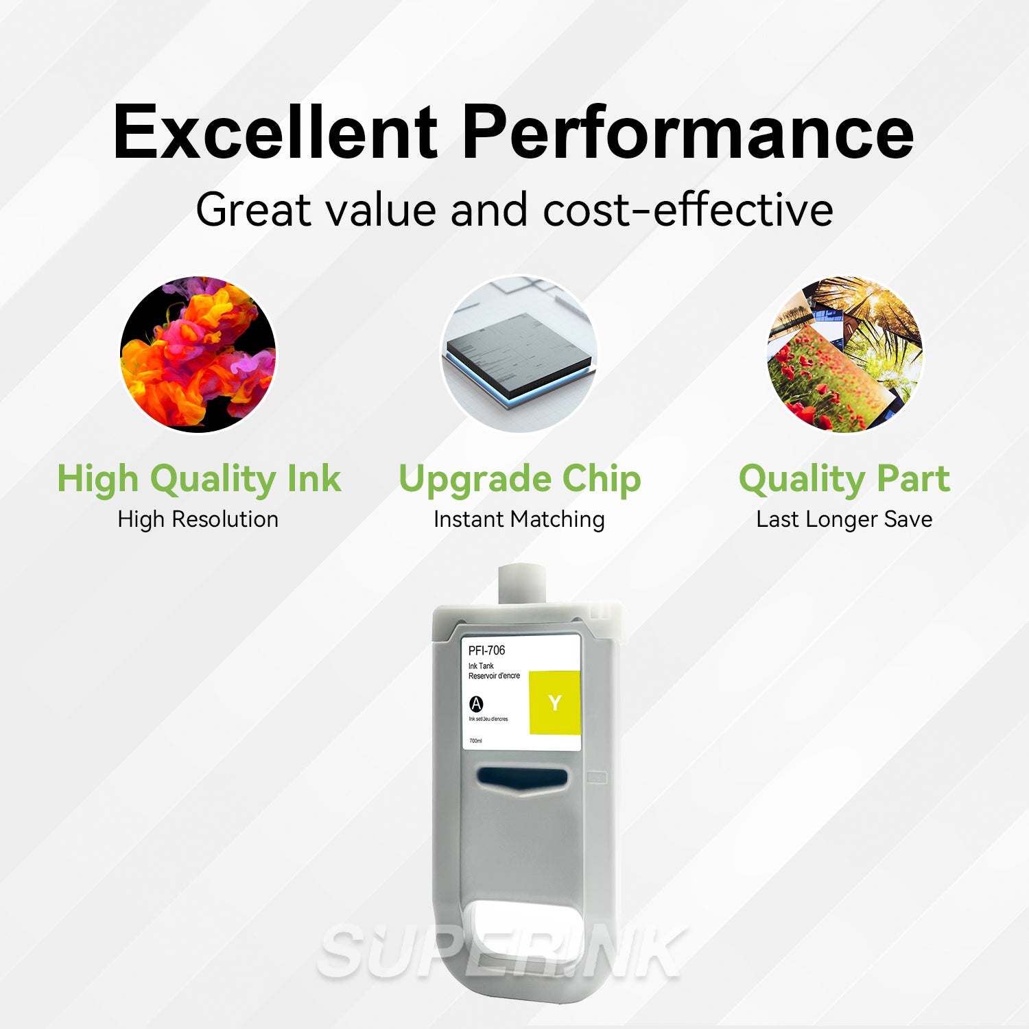 Compatible Canon PFI-706Y 700ml Yellow Ink By Superink