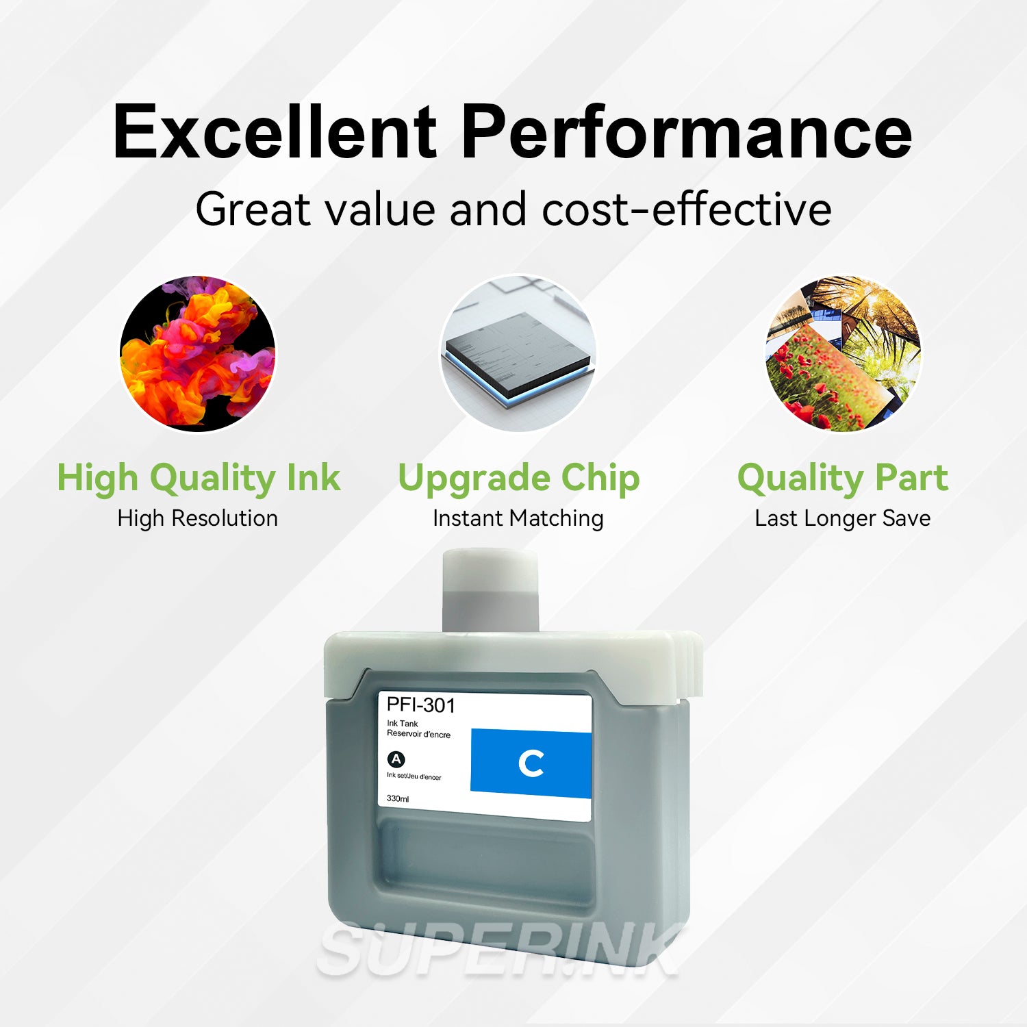 Compatible Canon PFI-301C 330ml Cyan Ink