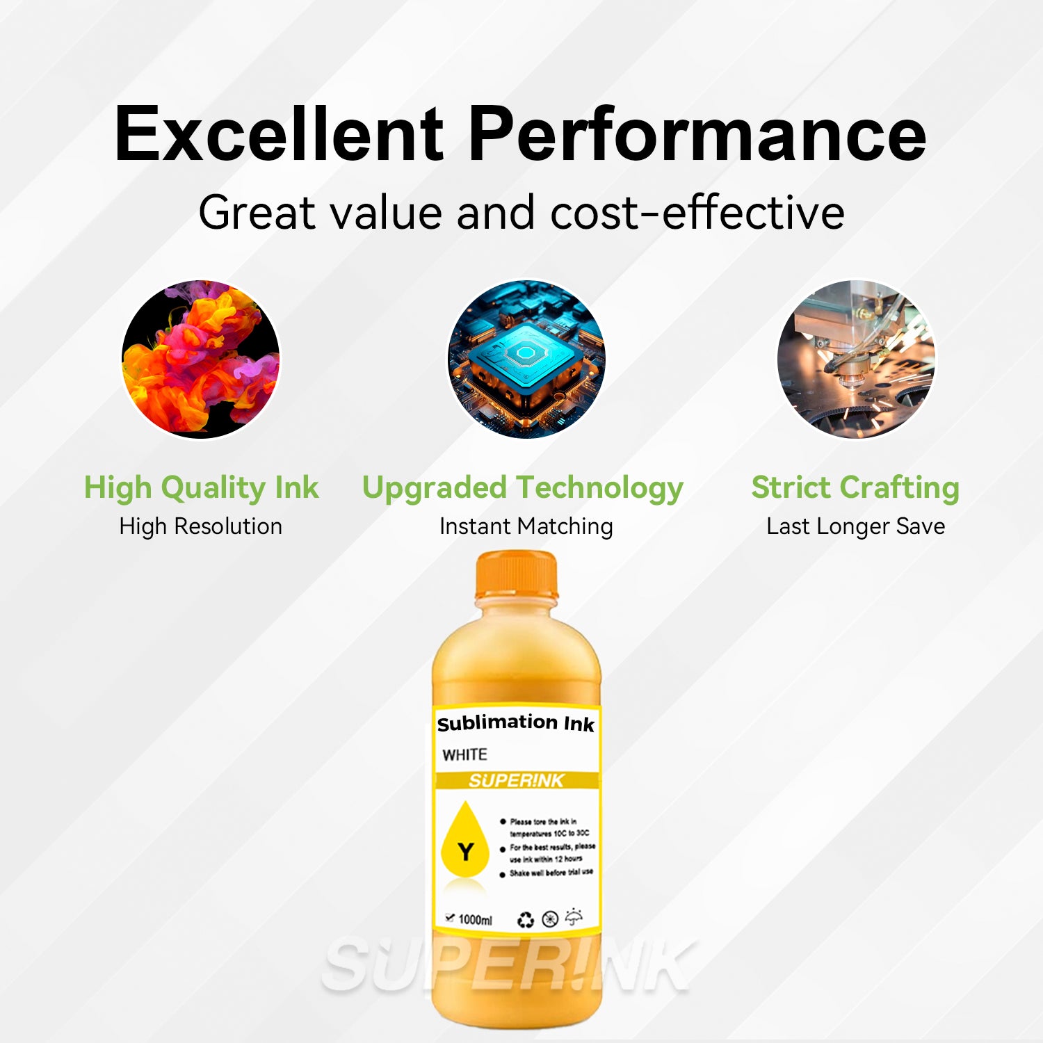 Sublimation Ink 1000ML Yellow for Epson Desktop and Wide Format By Superink