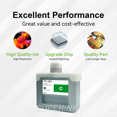 Compatible Canon PFI-304G 330ml Green Ink By Superink