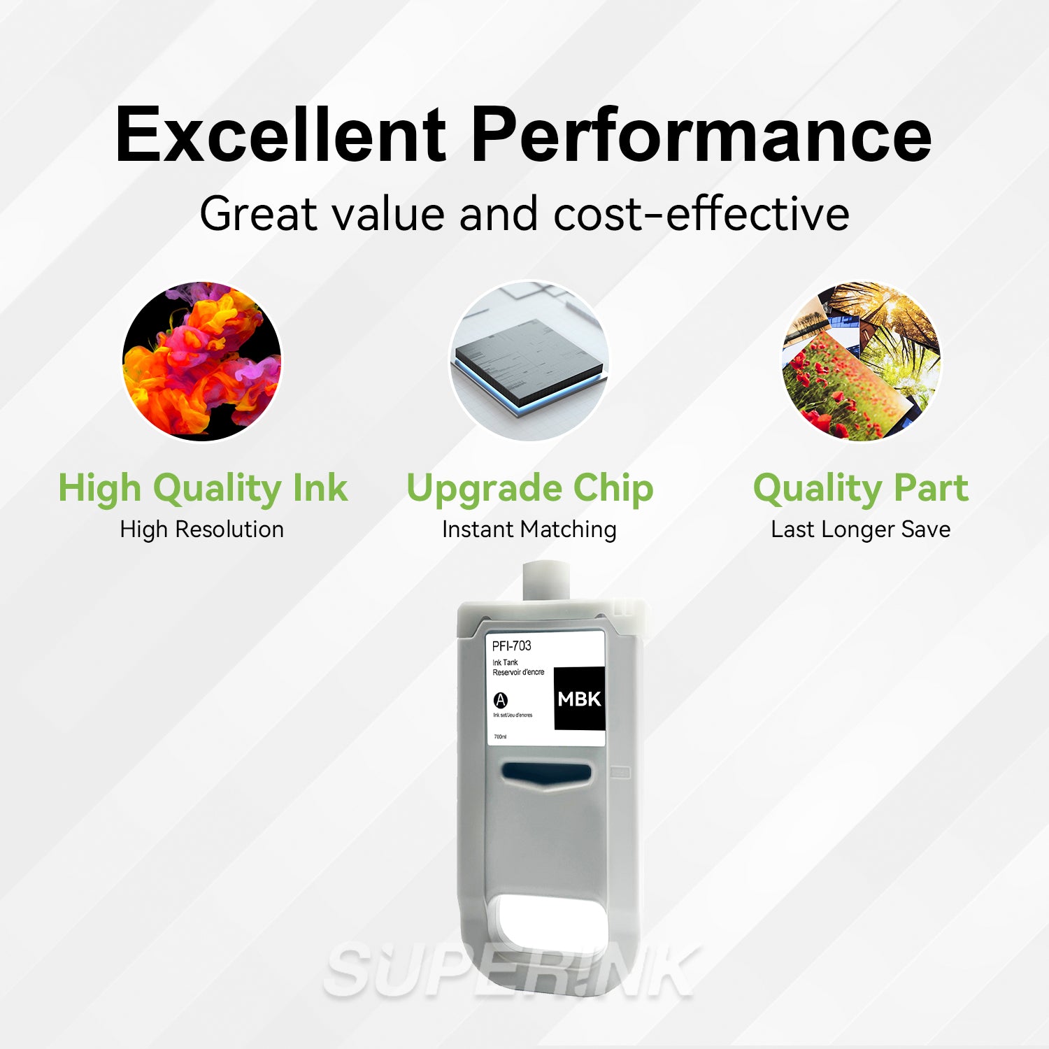 Compatible Canon PFI-703MBK 700ml Matte Black Ink By Superink