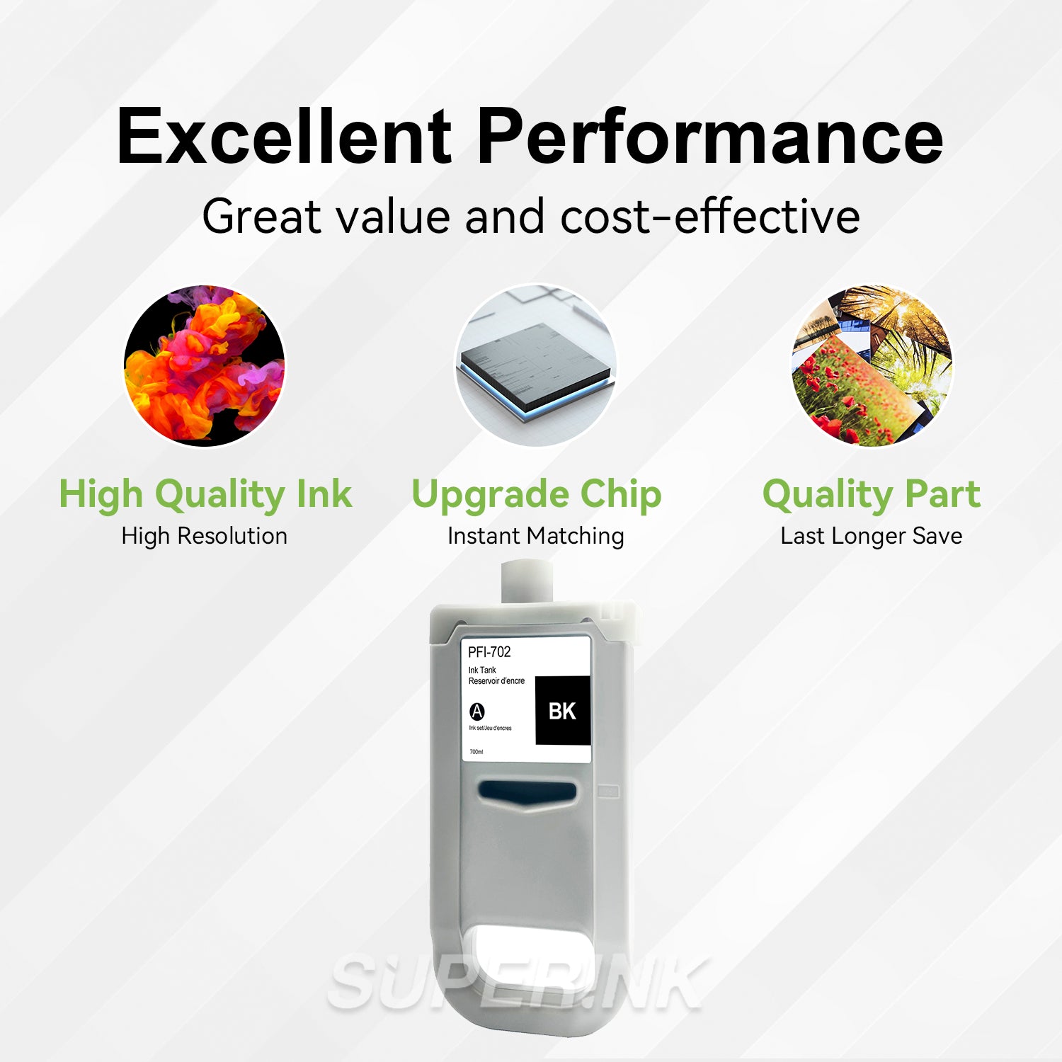 Compatible Canon PFI-702BK 700ml Black Ink By Superink